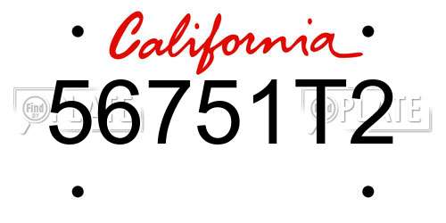 56751T2 California License Plate