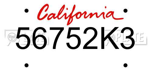 56752K3 California License Plate