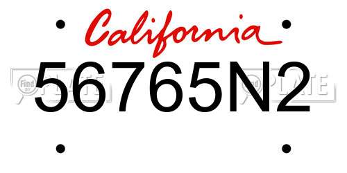 56765N2 California License Plate