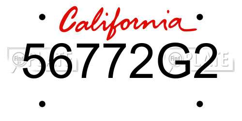 56772G2 California License Plate