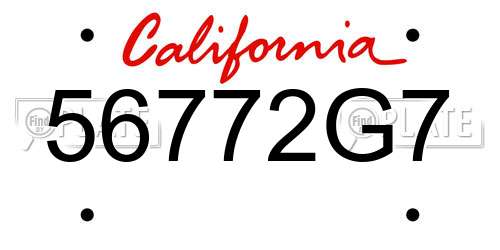 56772G7 California License Plate