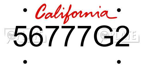 56777G2 California License Plate