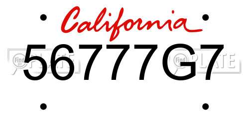 56777G7 California License Plate