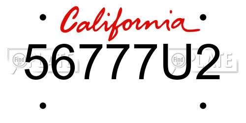 56777U2 California License Plate