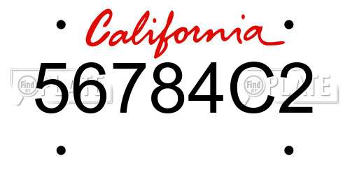 56784C2 California License Plate