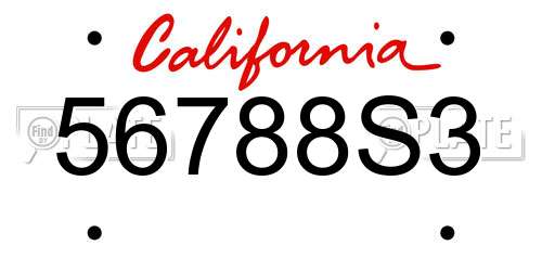 56788S3 California License Plate