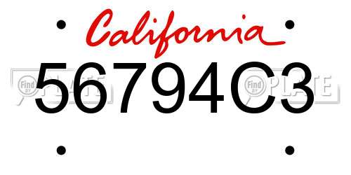 56794C3 California License Plate