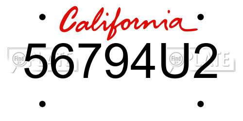56794U2 California License Plate