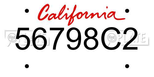 56798C2 California License Plate