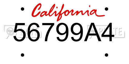 56799A4 California License Plate