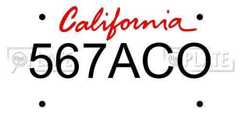 567ACO California License Plate