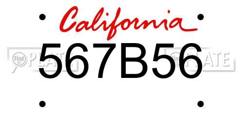 567B56 California License Plate