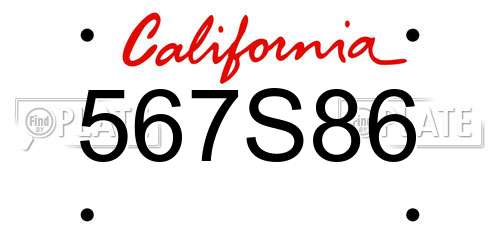 567S86 California License Plate