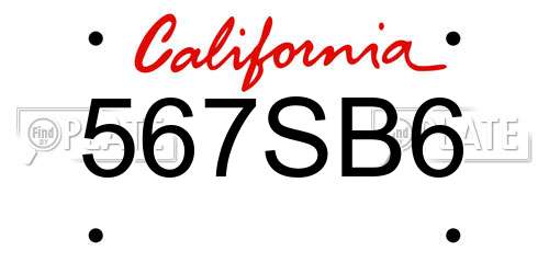 567SB6 California License Plate