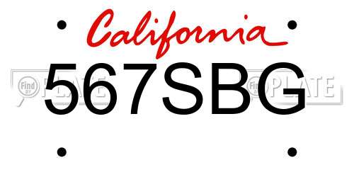 567SBG California License Plate