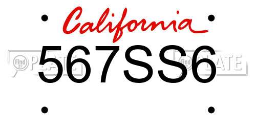 567SS6 California License Plate