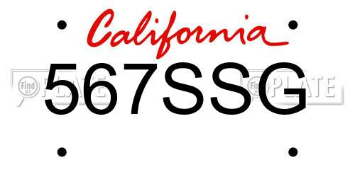 567SSG California License Plate