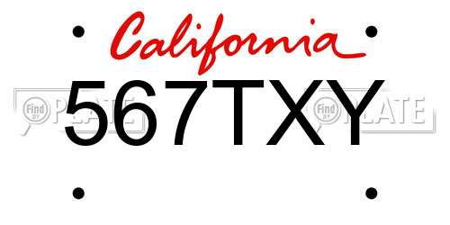 567TXY California License Plate