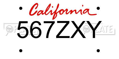 567ZXY California License Plate