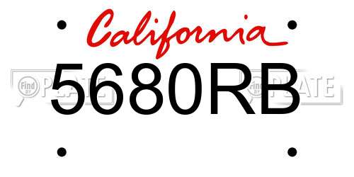 5680RB California License Plate
