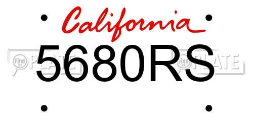 5680RS California License Plate