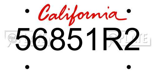 56851R2 California License Plate