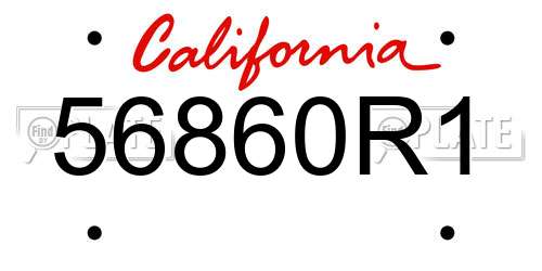 56860R1 California License Plate