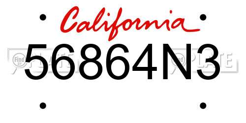 56864N3 California License Plate