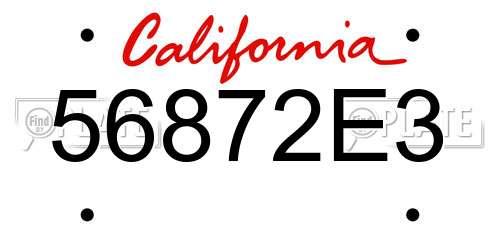 56872E3 California License Plate