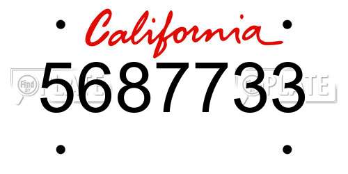 5687733 California License Plate