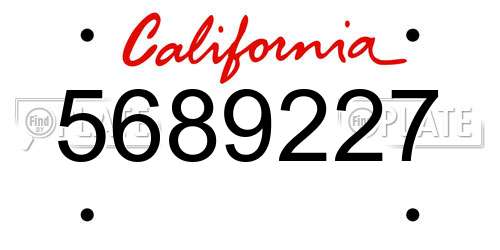 5689227 California License Plate