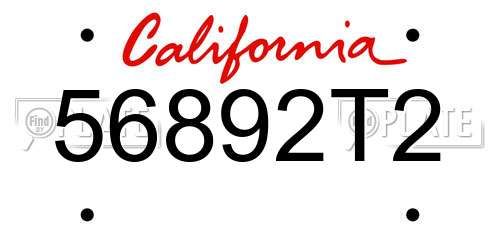 56892T2 California License Plate