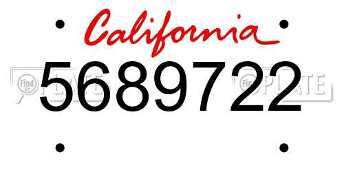 5689722 California License Plate