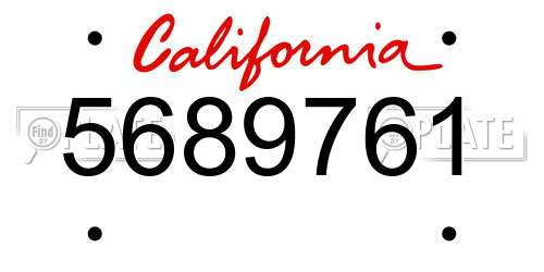5689761 California License Plate