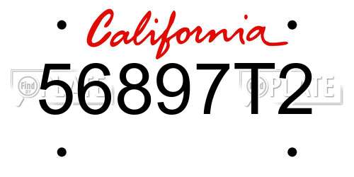 56897T2 California License Plate