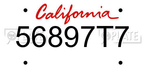 56897T7 California License Plate