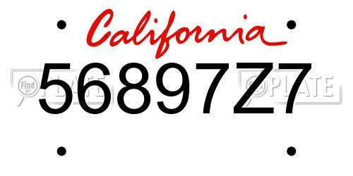 56897Z7 California License Plate