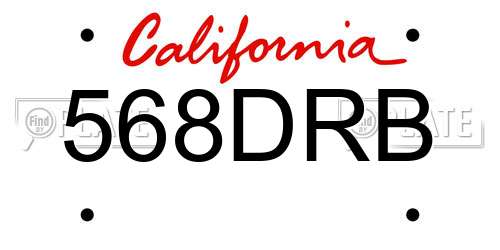 568DRB California License Plate