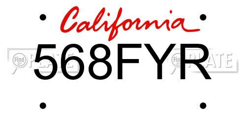568FYR California License Plate