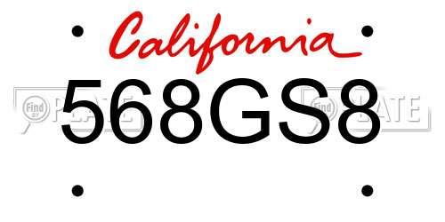 568GS8 California License Plate