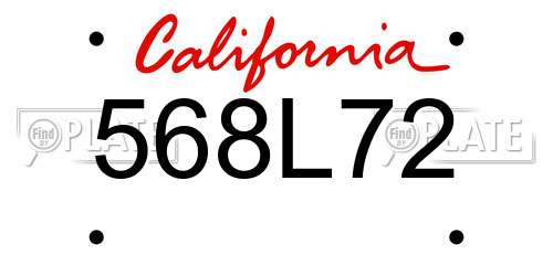 568L72 California License Plate