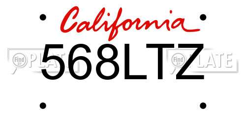 568LTZ California License Plate