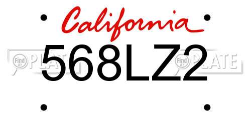 568LZ2 California License Plate