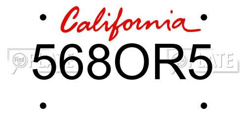 568OR5 California License Plate