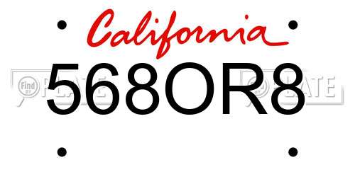 568OR8 California License Plate