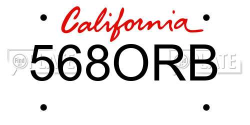 568ORB California License Plate