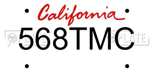 568TMC California License Plate