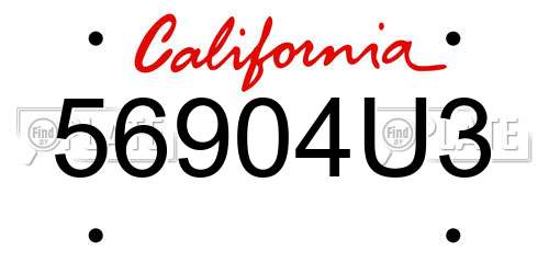56904U3 California License Plate