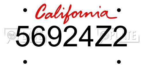 56924Z2 California License Plate