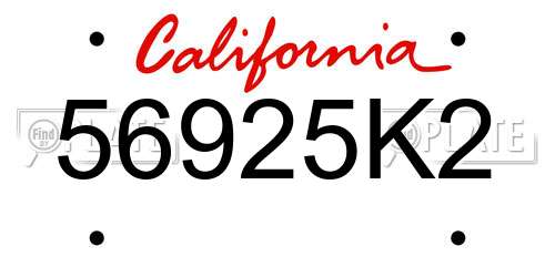 56925K2 California License Plate